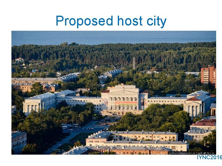 Proposed host city IYNC 2016 