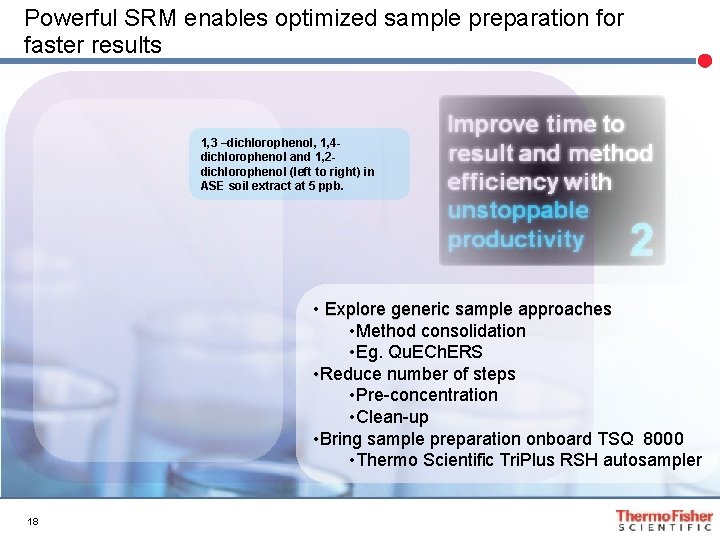 Powerful SRM enables optimized sample preparation for faster results 1, 3 –dichlorophenol, 1, 4