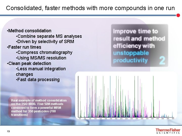 Consolidated, faster methods with more compounds in one run • Method consolidation • Combine