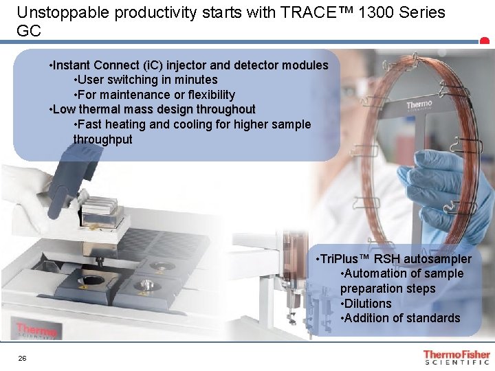 Unstoppable productivity starts with TRACE™ 1300 Series GC • Instant Connect (i. C) injector