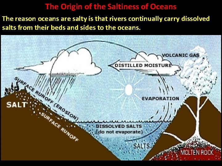 The Origin of the Saltiness of Oceans The reason oceans are salty is that