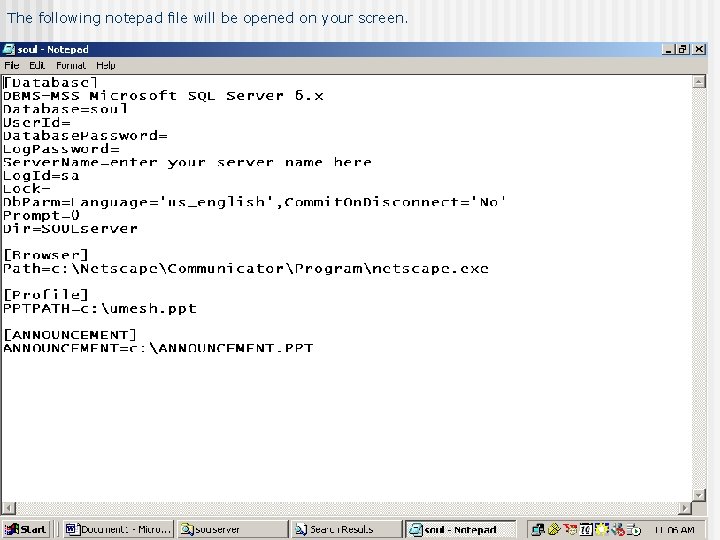 The following notepad file will be opened on your screen. 