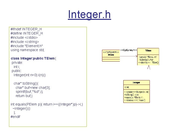 Integer. h #ifndef INTEGER_H #define INTEGER_H #include <cstdio> #include <cstring> #include "Element. h" using
