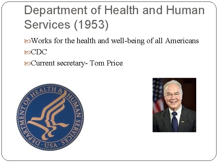 Department of Health and Human Services (1953) Works for the health and well-being of