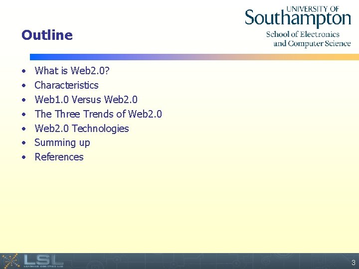 Outline • • What is Web 2. 0? Characteristics Web 1. 0 Versus Web