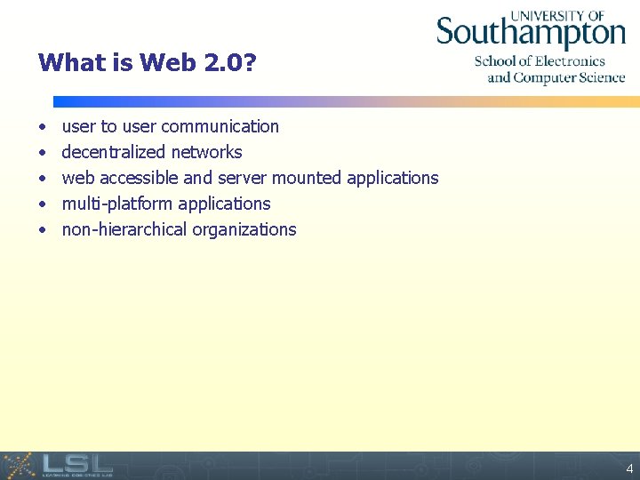 What is Web 2. 0? • • • user to user communication decentralized networks