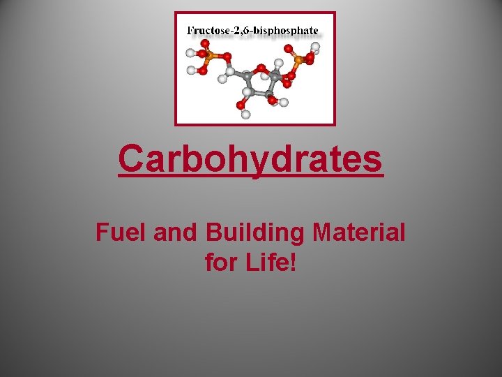 Carbohydrates Fuel and Building Material for Life! 