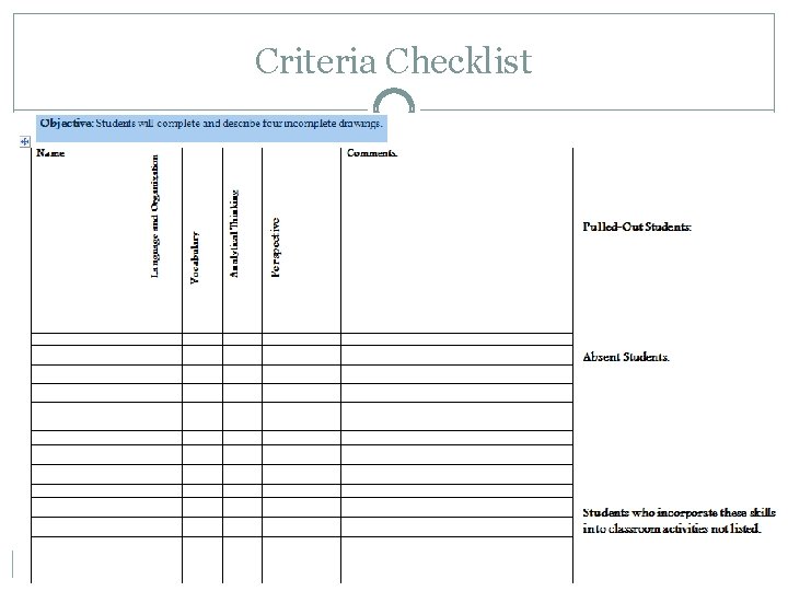 Criteria Checklist 