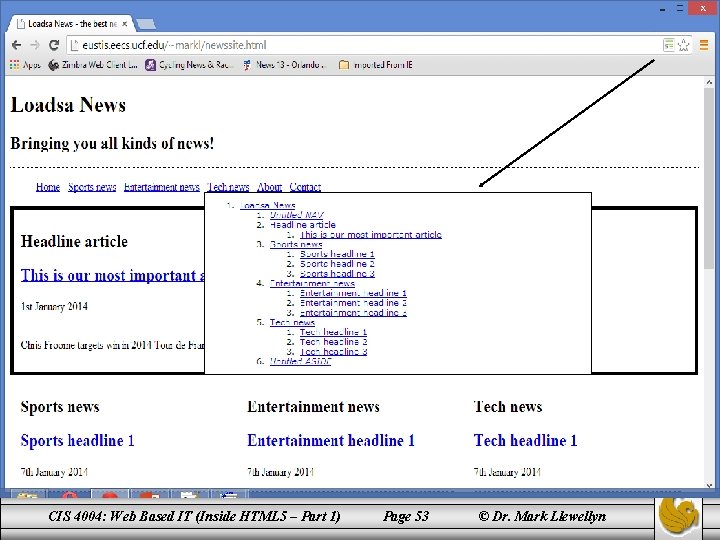 CIS 4004: Web Based IT (Inside HTML 5 – Part 1) Page 53 ©