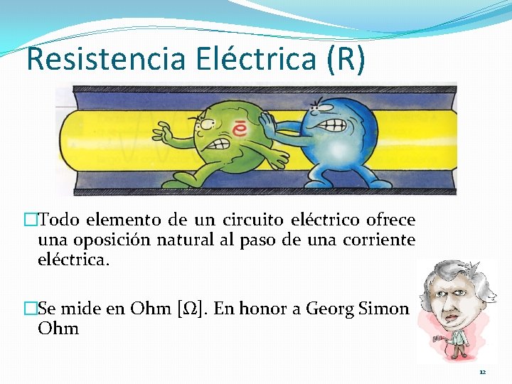 Resistencia Eléctrica (R) �Todo elemento de un circuito eléctrico ofrece una oposición natural al