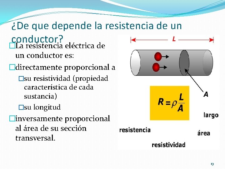 ¿De que depende la resistencia de un conductor? �La resistencia eléctrica de un conductor