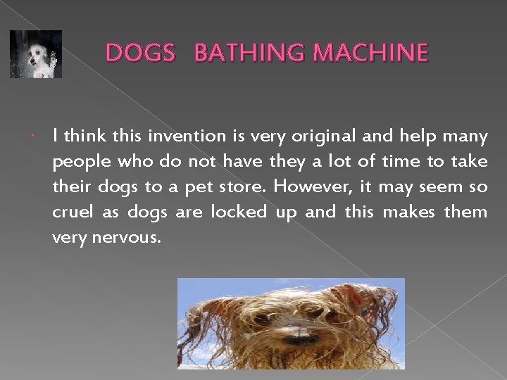 DOGS BATHING MACHINE I think this invention is very original and help many people