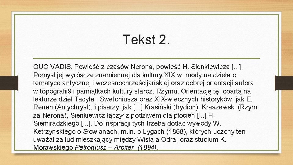 Tekst 2. QUO VADIS. Powieść z czasów Nerona, powieść H. Sienkiewicza [. . .