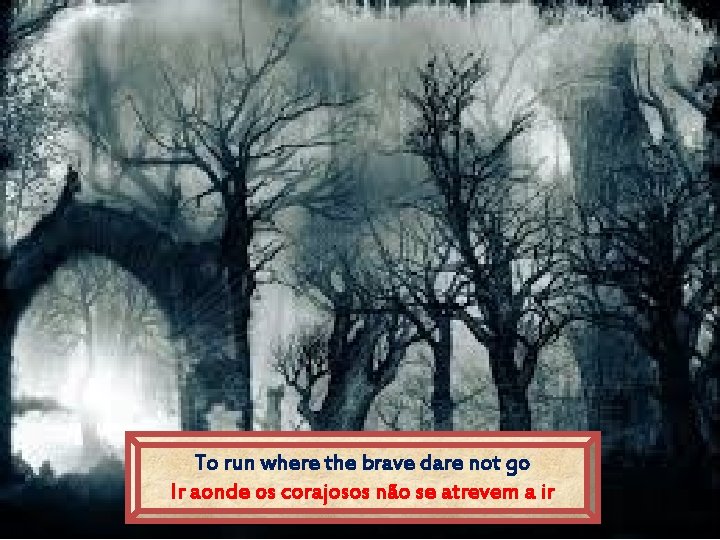 To run where the brave dare not go Ir aonde os corajosos não se