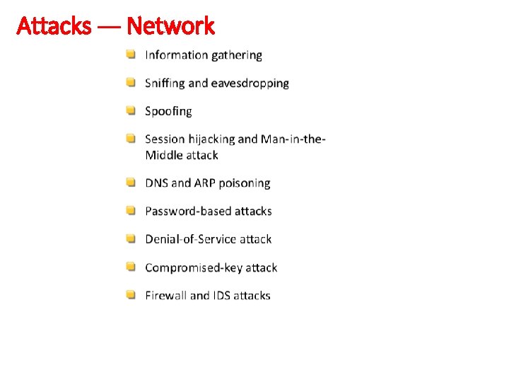 Attacks --- Network 