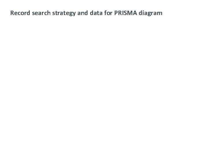 Record search strategy and data for PRISMA diagram 