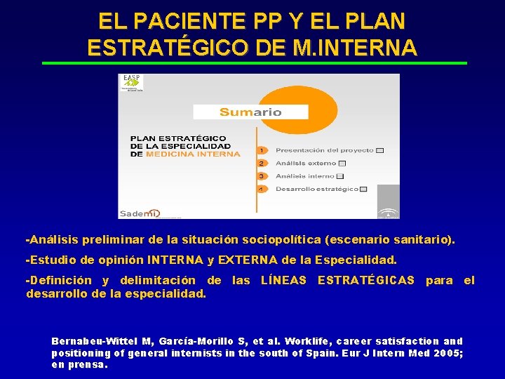 EL PACIENTE PP Y EL PLAN ESTRATÉGICO DE M. INTERNA -Análisis preliminar de la