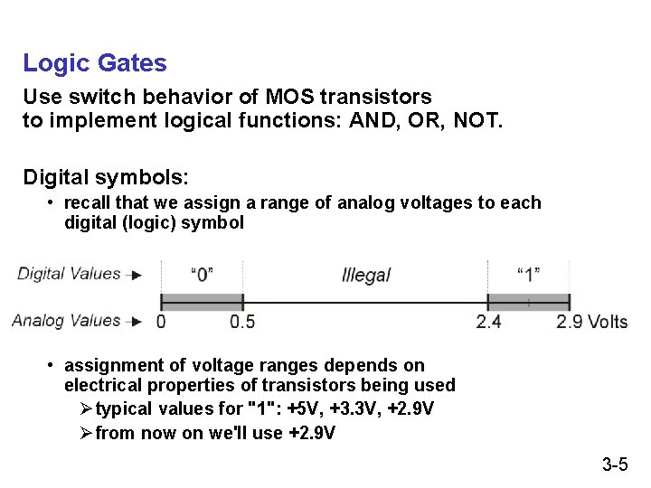 Logic Gates Use switch behavior of MOS transistors to implement logical functions: AND, OR, Logic Gates Use switch behavior of MOS transistors to implement logical functions: AND, OR,