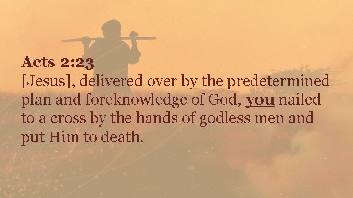 Acts 2: 23 [Jesus], delivered over by the predetermined plan and foreknowledge of God,