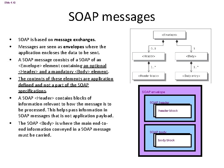 Slide 4. 10 SOAP messages • • • SOAP is based on message exchanges.