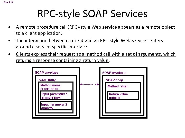 Slide 4. 18 RPC-style SOAP Services • A remote procedure call (RPC)-style Web service