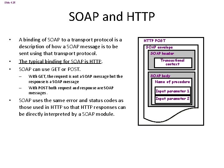 Slide 4. 25 SOAP and HTTP • • • A binding of SOAP to