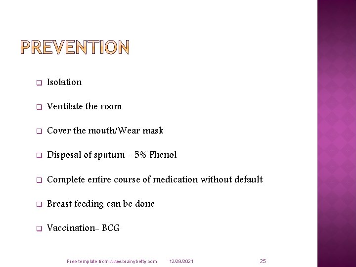 q Isolation q Ventilate the room q Cover the mouth/Wear mask q Disposal of