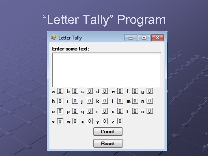 “Letter Tally” Program 