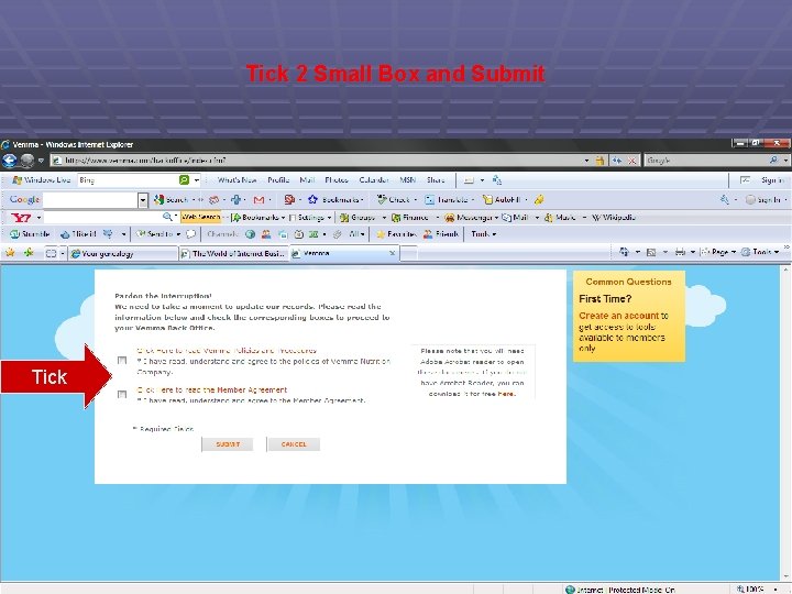 Tick 2 Small Box and Submit Tick 