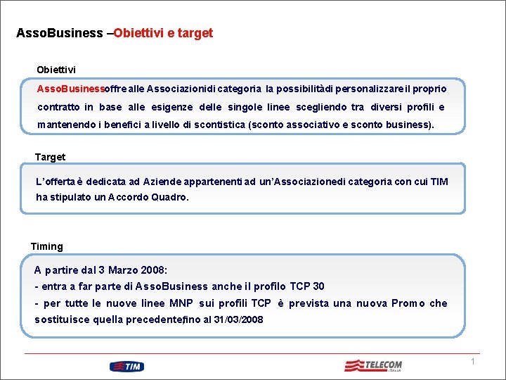 Asso. Business –Obiettivi e target Obiettivi Asso. Businessoffre alle Associazionidi categoria la possibilitàdi personalizzare