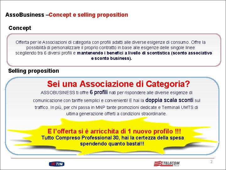 Asso. Business –Concept e selling proposition Concept Offerta per le Associazioni di categoria con