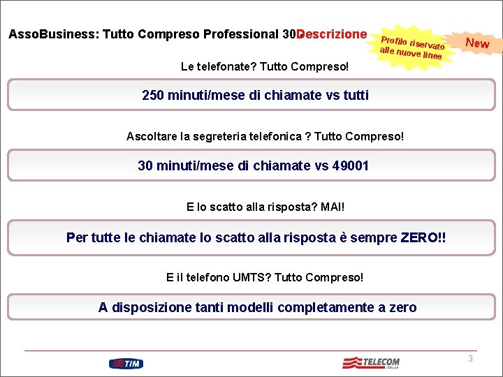 Asso. Business: Tutto Compreso Professional 30 Descrizione Le telefonate? Tutto Compreso! Profilo ris ervato