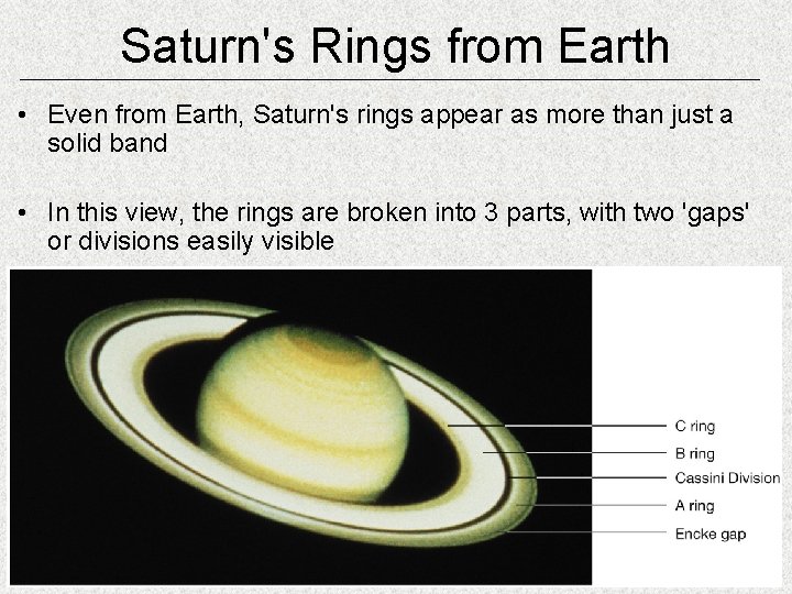 Saturn's Rings from Earth • Even from Earth, Saturn's rings appear as more than