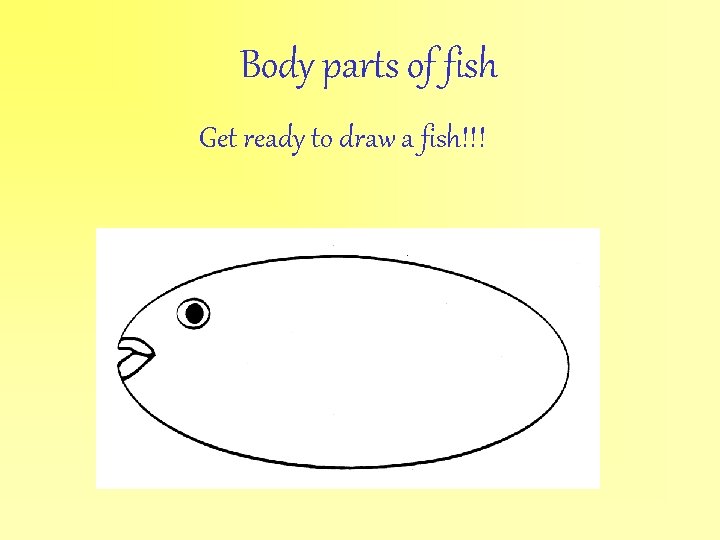 Body parts of fish Get ready to draw a fish!!! 