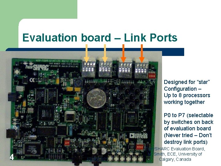Evaluation board – Link Ports Designed for “star” Configuration – Up to 8 processors