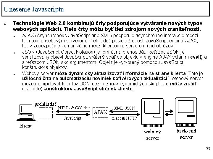 Unesenie Javascriptu q Technológie Web 2. 0 kombinujú črty podporujúce vytváranie nových typov webových