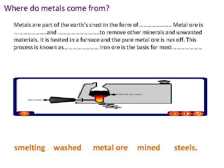 Where do metals come from? Metals are part of the earth’s crust in the