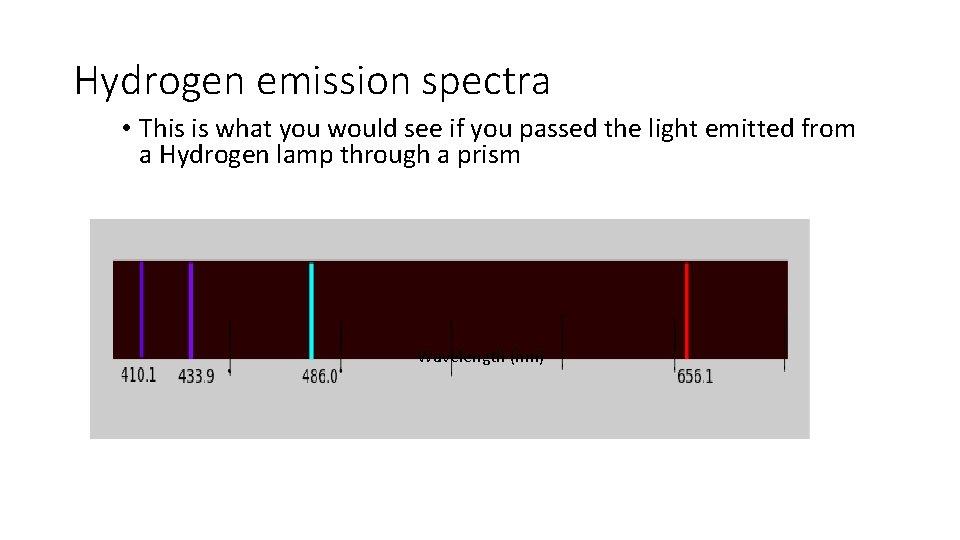 Hydrogen emission spectra • This is what you would see if you passed the