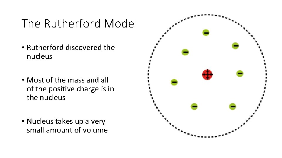 The Rutherford Model • Rutherford discovered the nucleus • Most of the mass and