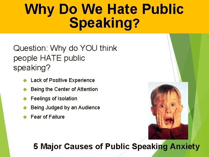 Why Do We Hate Public Speaking? Question: Why do YOU think people HATE public Why Do We Hate Public Speaking? Question: Why do YOU think people HATE public