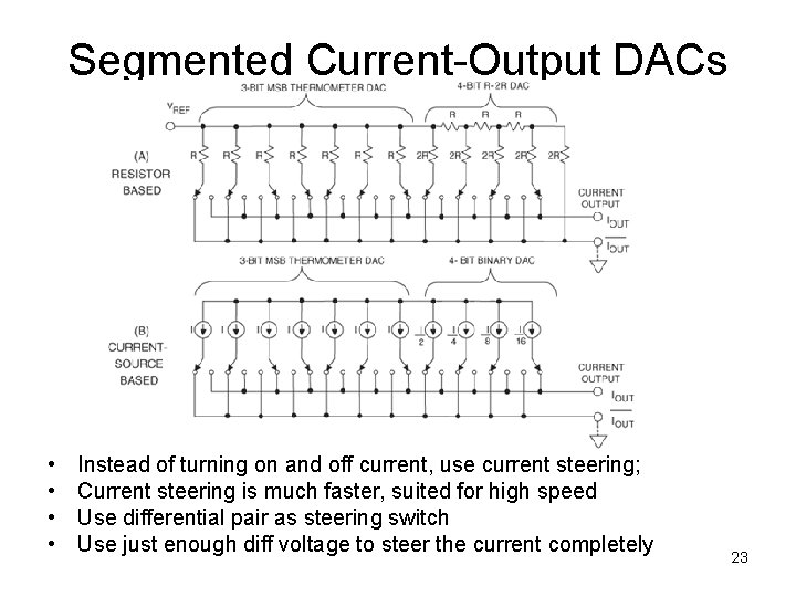 Segmented Current-Output DACs • • Instead of turning on and off current, use current Segmented Current-Output DACs • • Instead of turning on and off current, use current