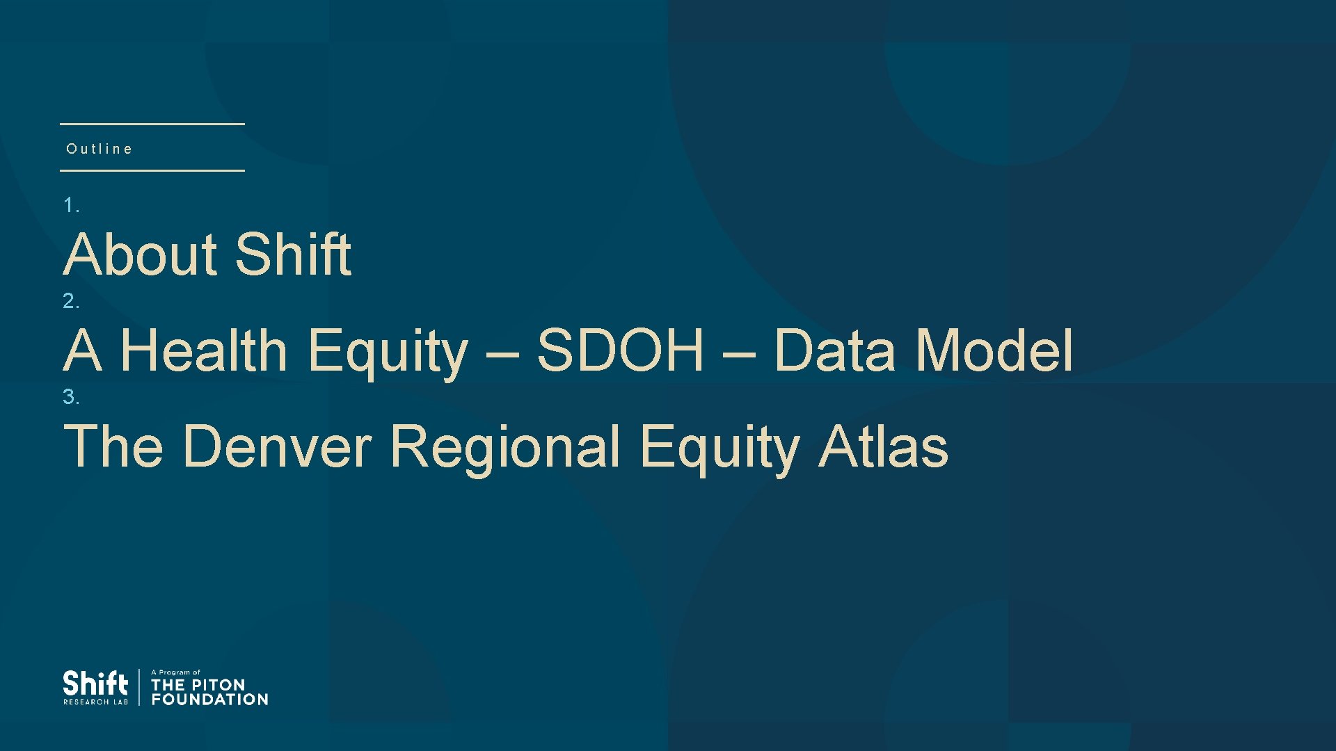 Outline 1. About Shift 2. A Health Equity – SDOH – Data Model 3.