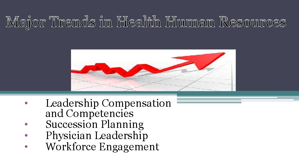  • • Leadership Compensation and Competencies Succession Planning Physician Leadership Workforce Engagement 