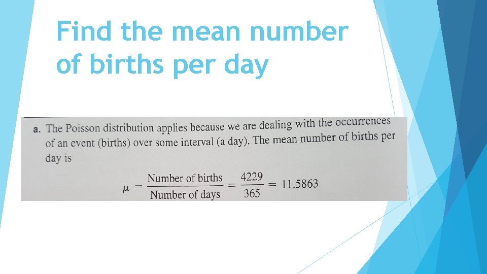 Find the mean number of births per day 