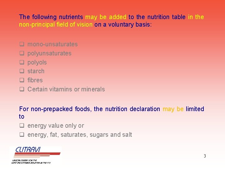 The following nutrients may be added to the nutrition table in the non-principal field