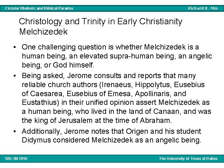 Richard K. Min Circular Rhetoric and Biblical Paradox Christology and Trinity in Early Christianity