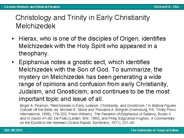 Richard K. Min Circular Rhetoric and Biblical Paradox Christology and Trinity in Early Christianity