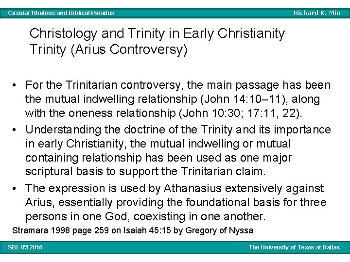 Richard K. Min Circular Rhetoric and Biblical Paradox Christology and Trinity in Early Christianity