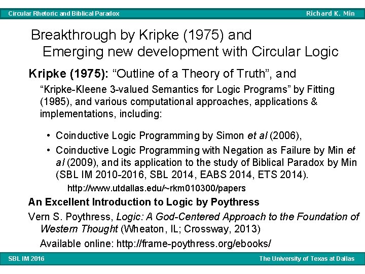 Richard K. Min Circular Rhetoric and Biblical Paradox Breakthrough by Kripke (1975) and Emerging