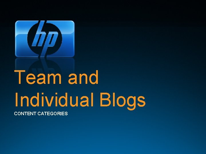 Team and Individual Blogs CONTENT CATEGORIES 